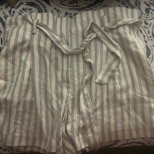 Ann Taylor Loft striped and belted paper bag shorts